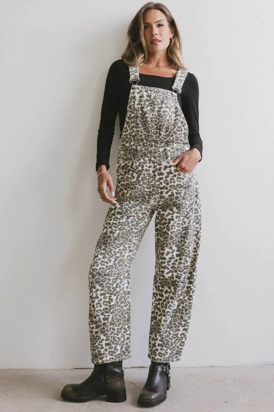 Tansy Denim Overalls in Leopard - FINAL SALE sold by bohme product image thumbnail 5