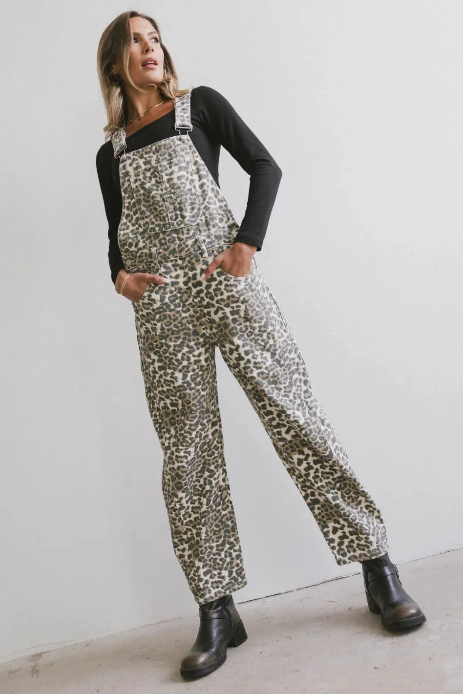 Tansy Denim Overalls in Leopard - FINAL SALE sold by bohme product image thumbnail 4