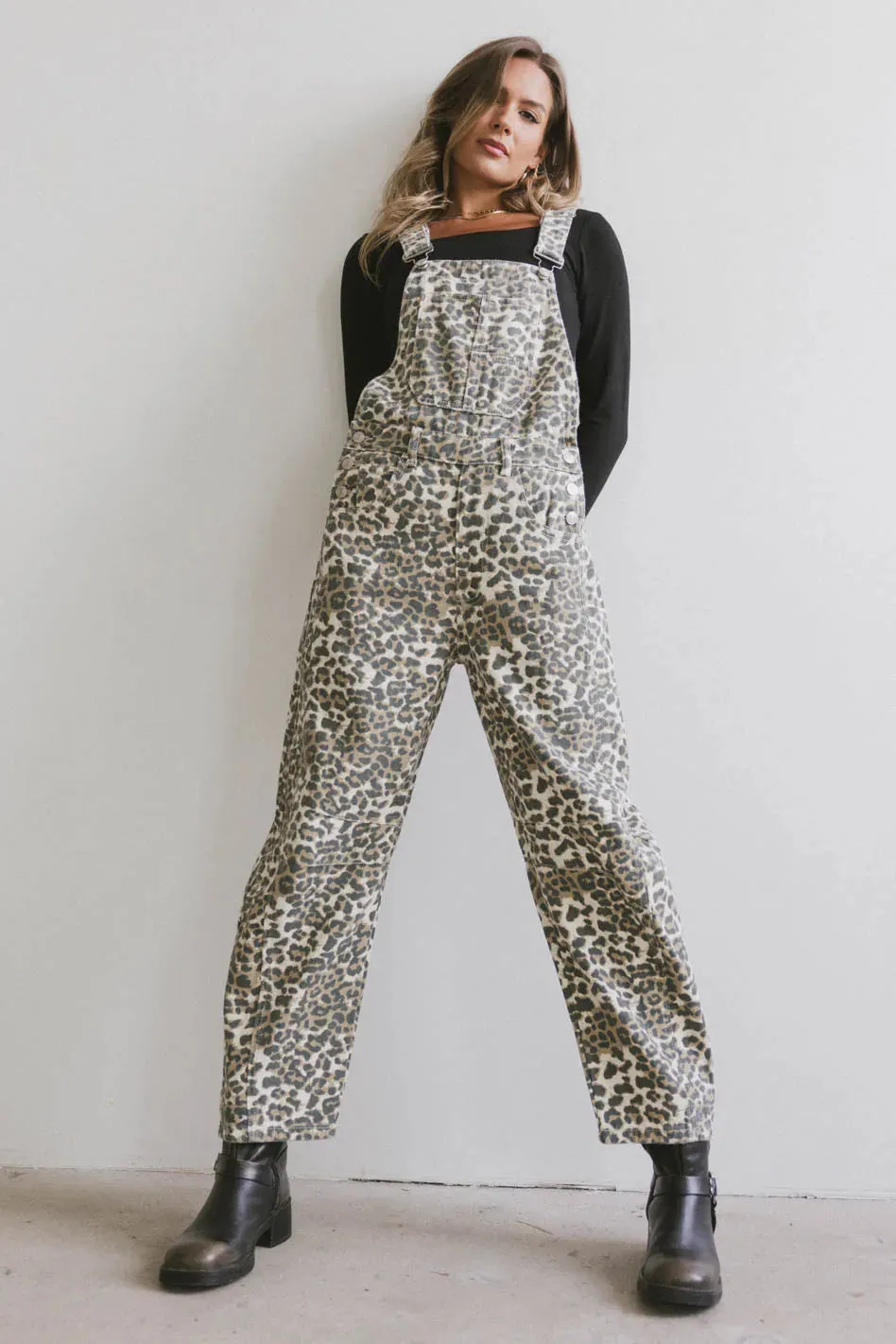 Tansy Denim Overalls in Leopard - FINAL SALE sold by bohme