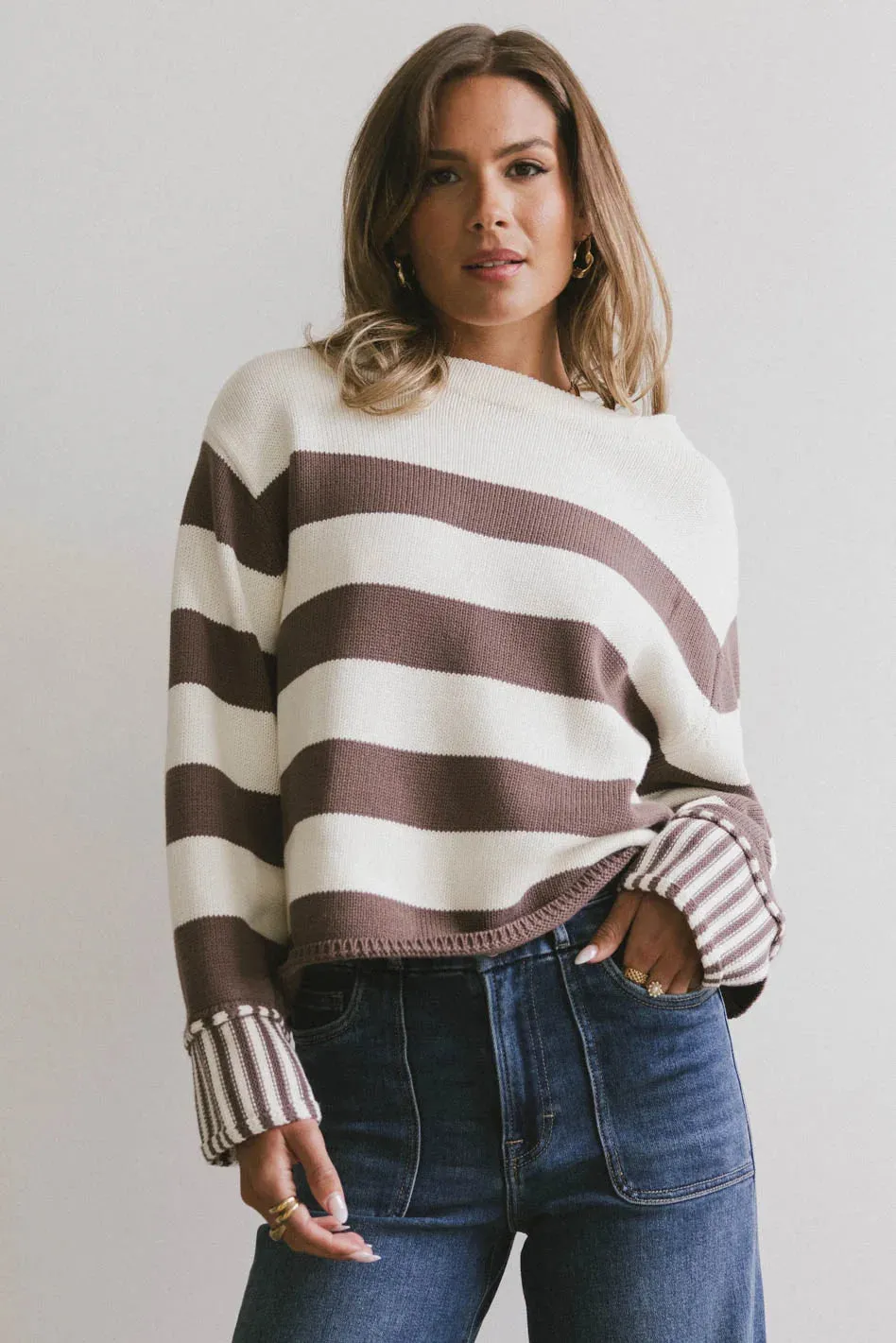 Helena Striped Sweater in Brown - FINAL SALE sold by bohme product image thumbnail 4