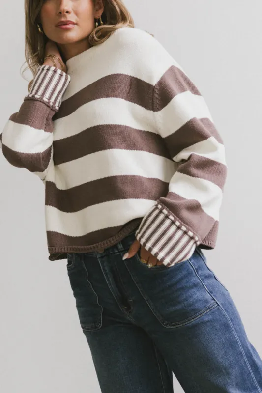 Helena Striped Sweater in Brown - FINAL SALE sold by bohme