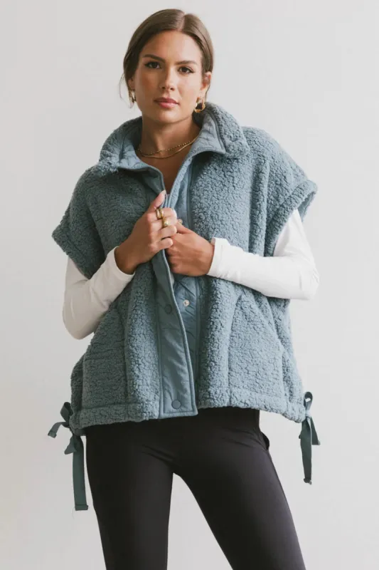 Johanna Sherpa Vest in Blue - FINAL SALE sold by bohme