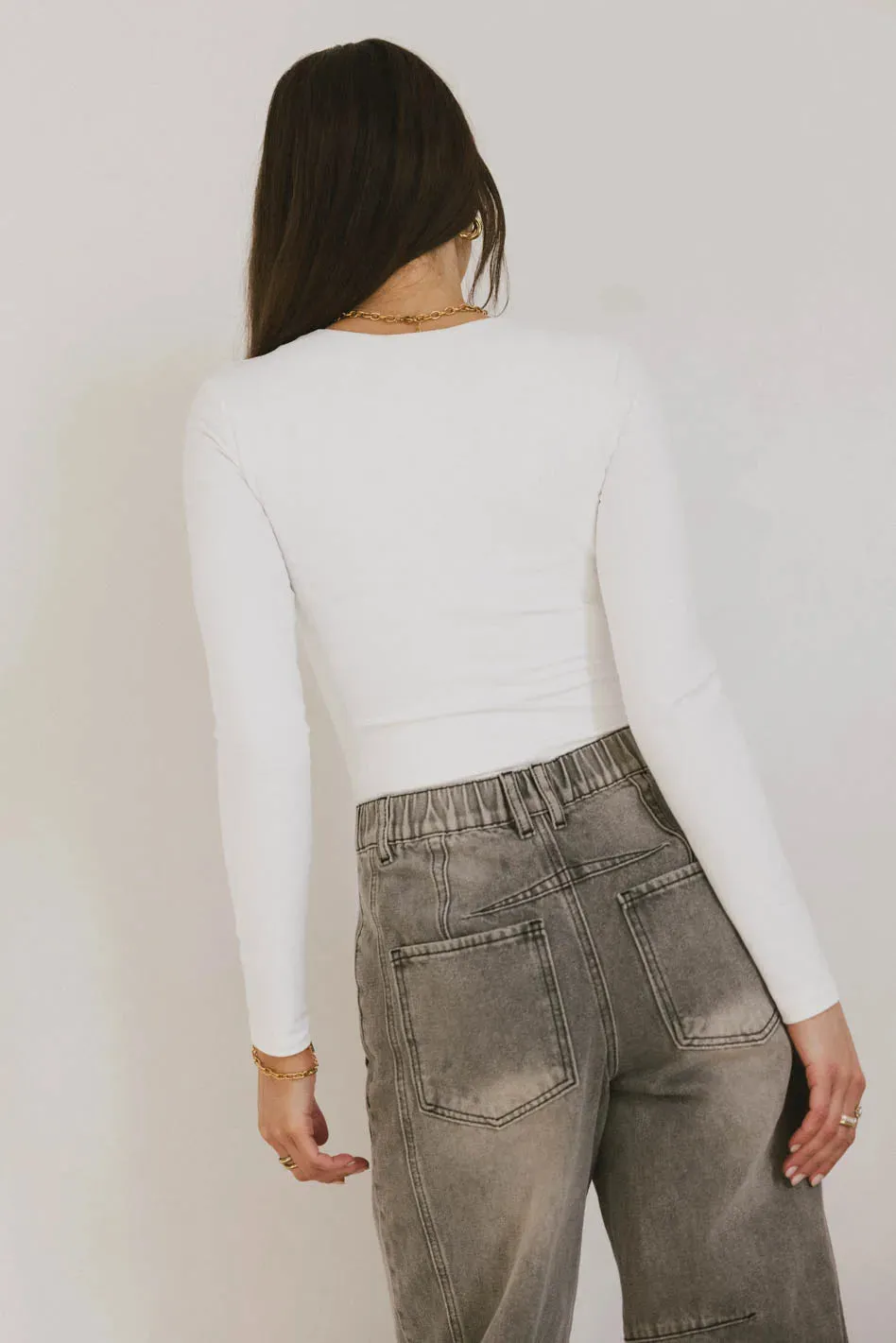 Demi Square Neck Bodysuit in White - FINAL SALE sold by bohme product image thumbnail 2