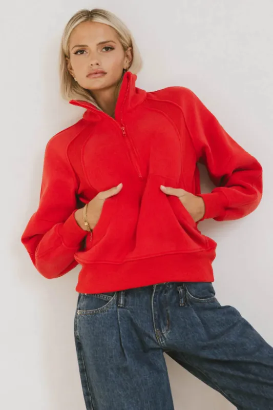Krista Half Zip in Red - FINAL SALE sold by bohme