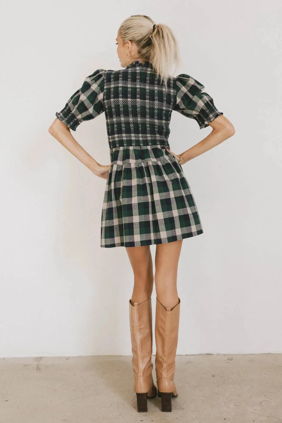 Emmett Plaid Smocked Mini Dress - FINAL SALE sold by bohme product image thumbnail 3
