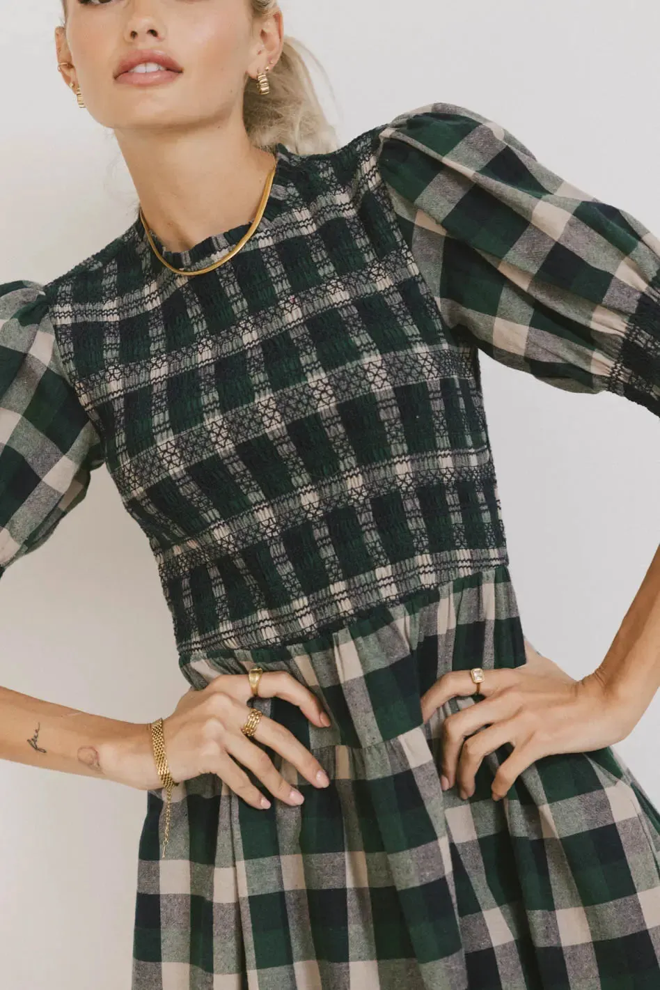 Emmett Plaid Smocked Mini Dress - FINAL SALE sold by bohme product image thumbnail 5