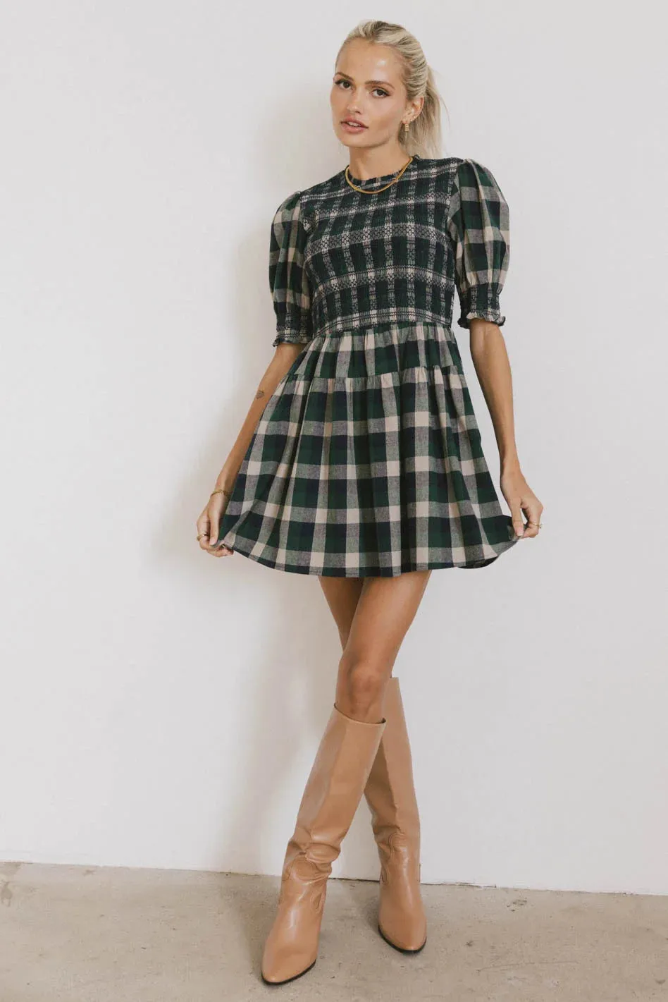Emmett Plaid Smocked Mini Dress - FINAL SALE sold by bohme product image thumbnail 2