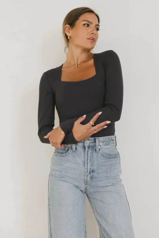 Demi Square Neck Bodysuit in Navy - FINAL SALE sold by bohme