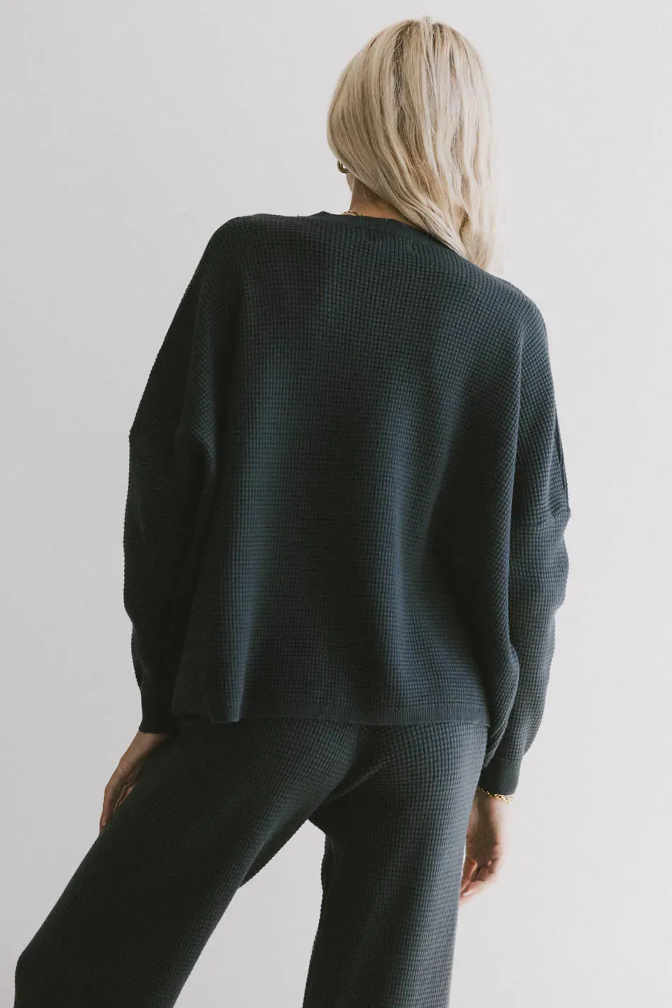 Jesse Waffle Knit Top in Navy - FINAL SALE sold by bohme product image thumbnail 5