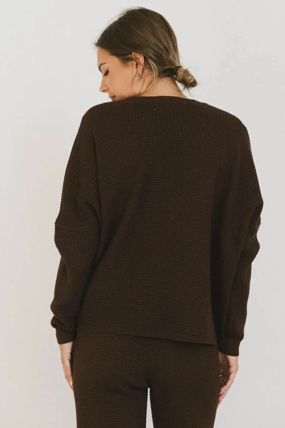 Jesse Waffle Knit Top in Brown - FINAL SALE sold by bohme product image thumbnail 4