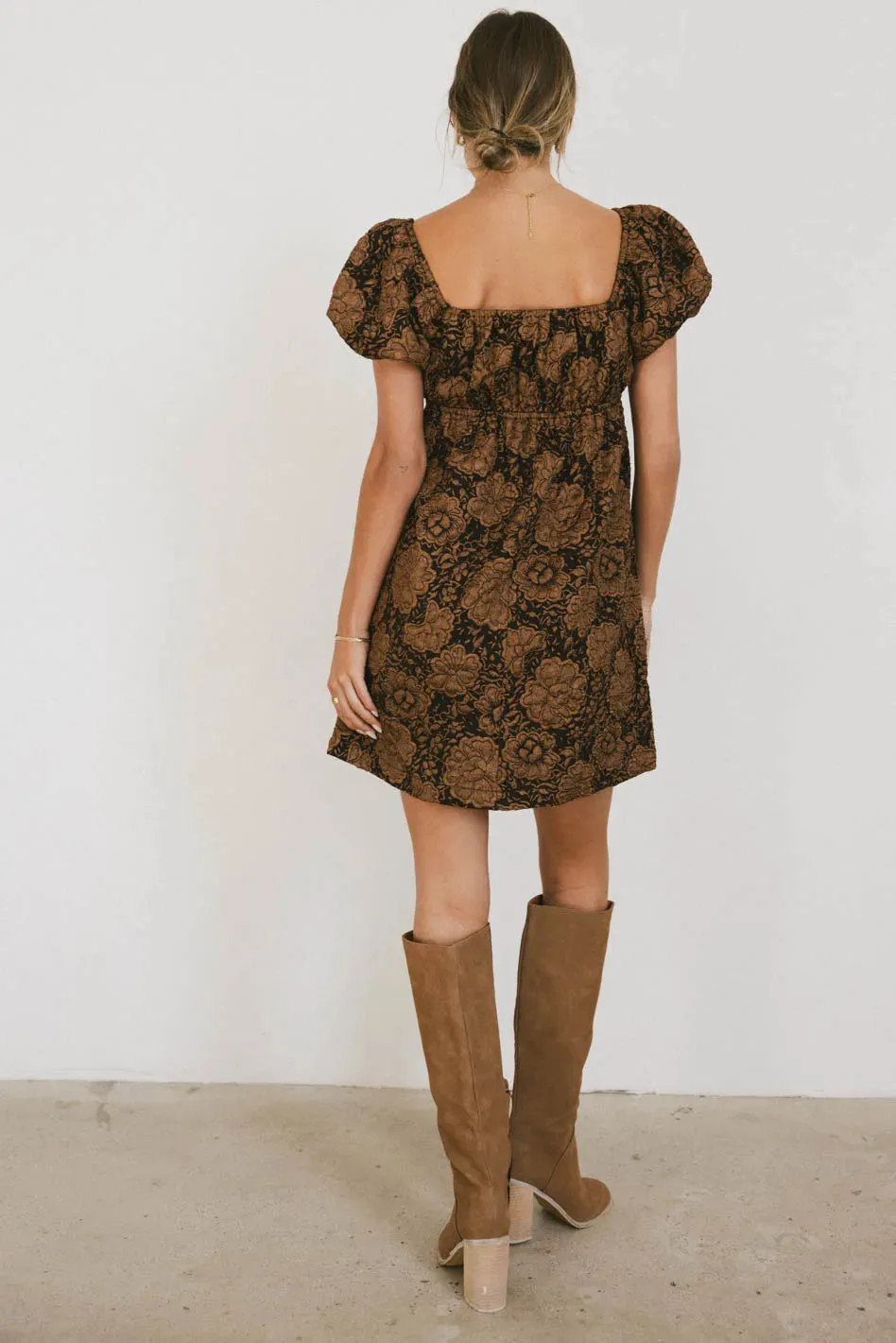 Darcella Floral Mini Dress in Brown - FINAL SALE sold by bohme product image thumbnail 4