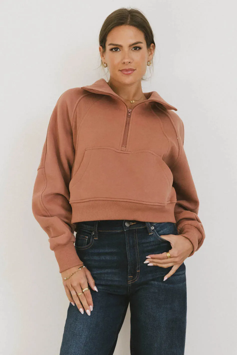Alyssa Half Zip in Brick - FINAL SALE sold by bohme product image thumbnail 4
