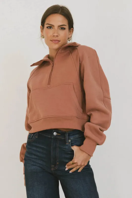 Alyssa Half Zip in Brick - FINAL SALE sold by bohme