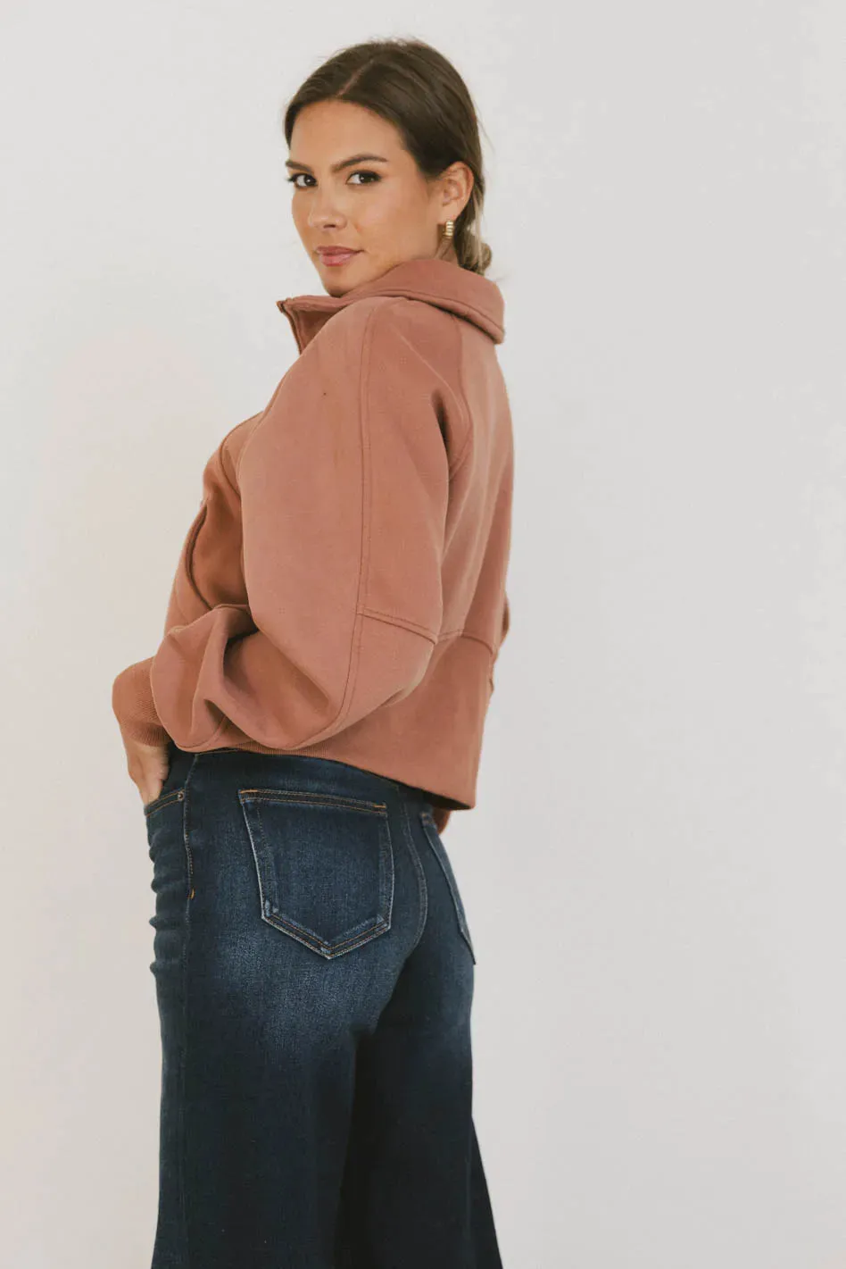 Alyssa Half Zip in Brick - FINAL SALE sold by bohme product image thumbnail 3