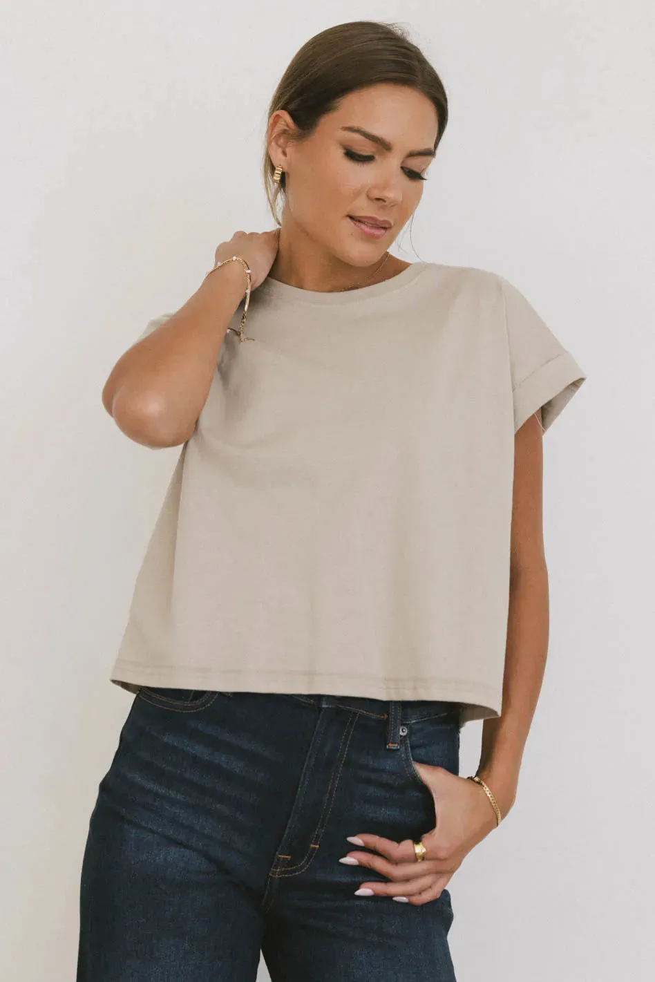 Rowena Boxy Top in Stone - FINAL SALE sold by bohme
