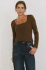 Tatiana Scoop Neck Top in Brown - FINAL SALE sold by bohme