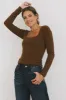 Tatiana Scoop Neck Top in Brown - FINAL SALE sold by bohme