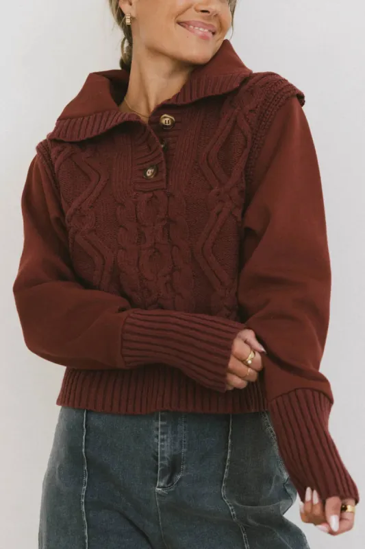 Irene Cable Knit Sweater in Burgundy - FINAL SALE sold by bohme