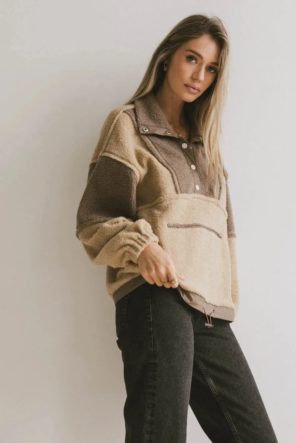 Indra Quarter Zip in Taupe - FINAL SALE sold by bohme product image thumbnail 4