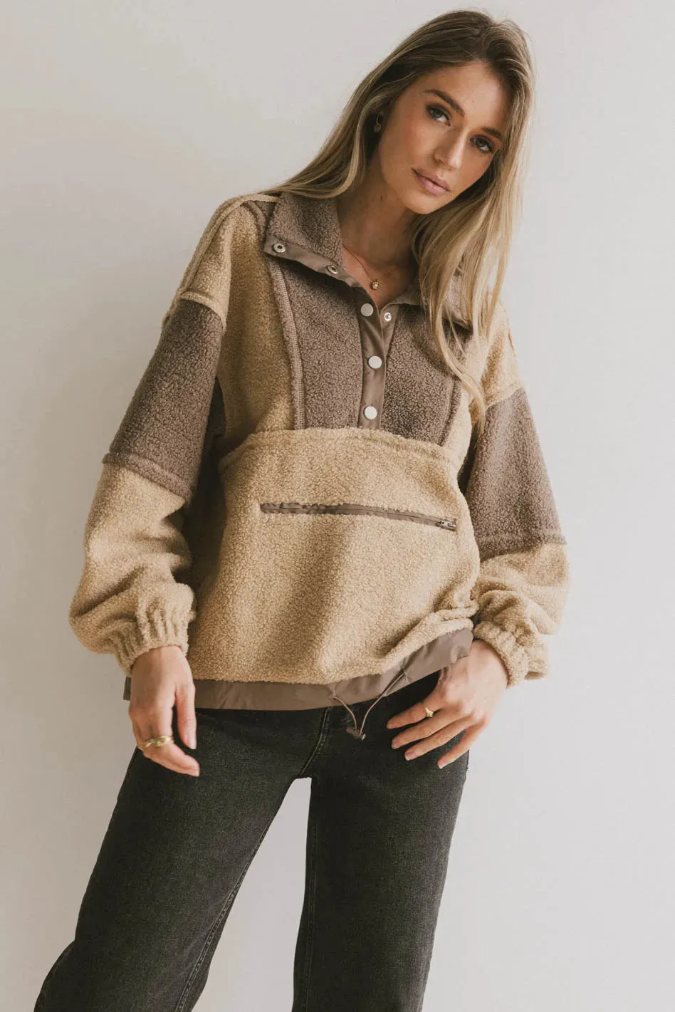 Indra Quarter Zip in Taupe - FINAL SALE sold by bohme