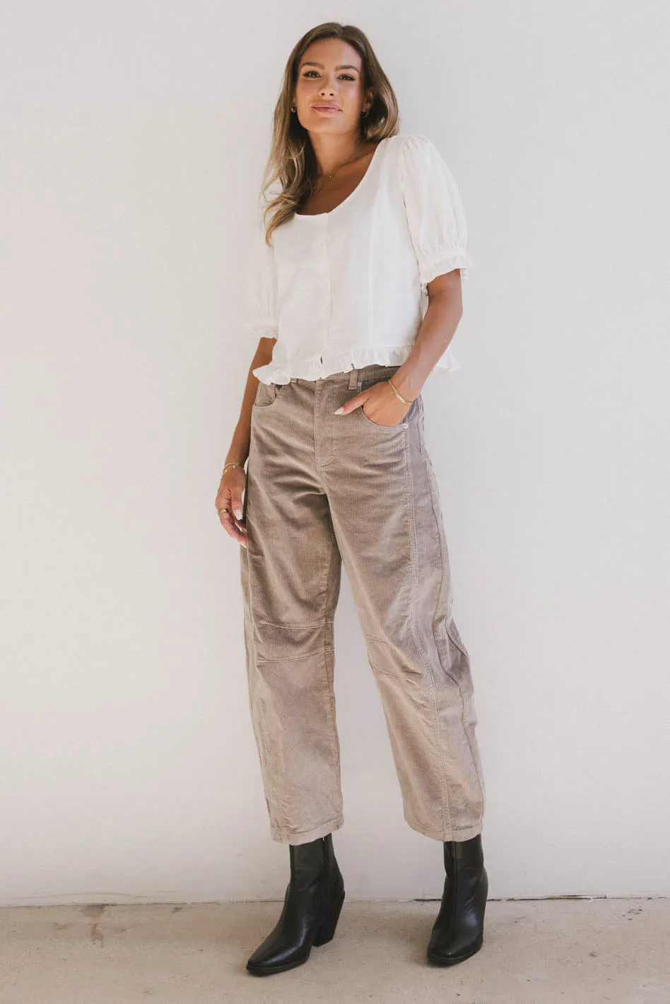 Lisette Barrel Jean in Tan Courduroy - FINAL SALE sold by bohme product image thumbnail 4