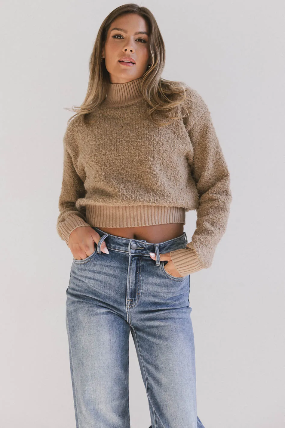 Eloise Mock Neck Sweater in Taupe - FINAL SALE sold by bohme product image thumbnail 3