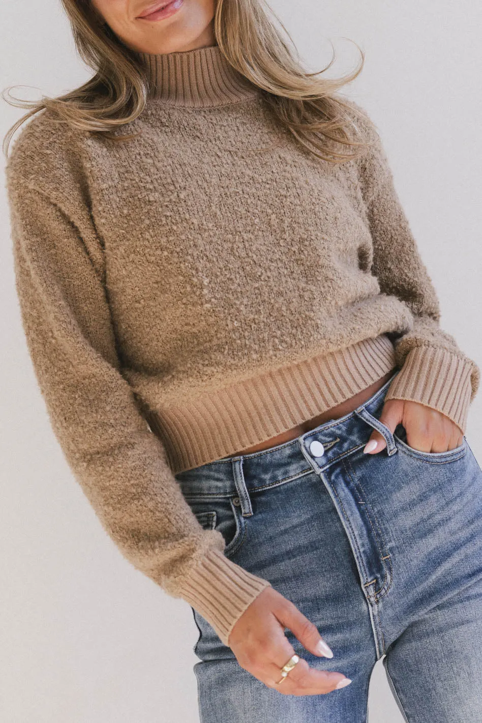 Eloise Mock Neck Sweater in Taupe - FINAL SALE sold by bohme