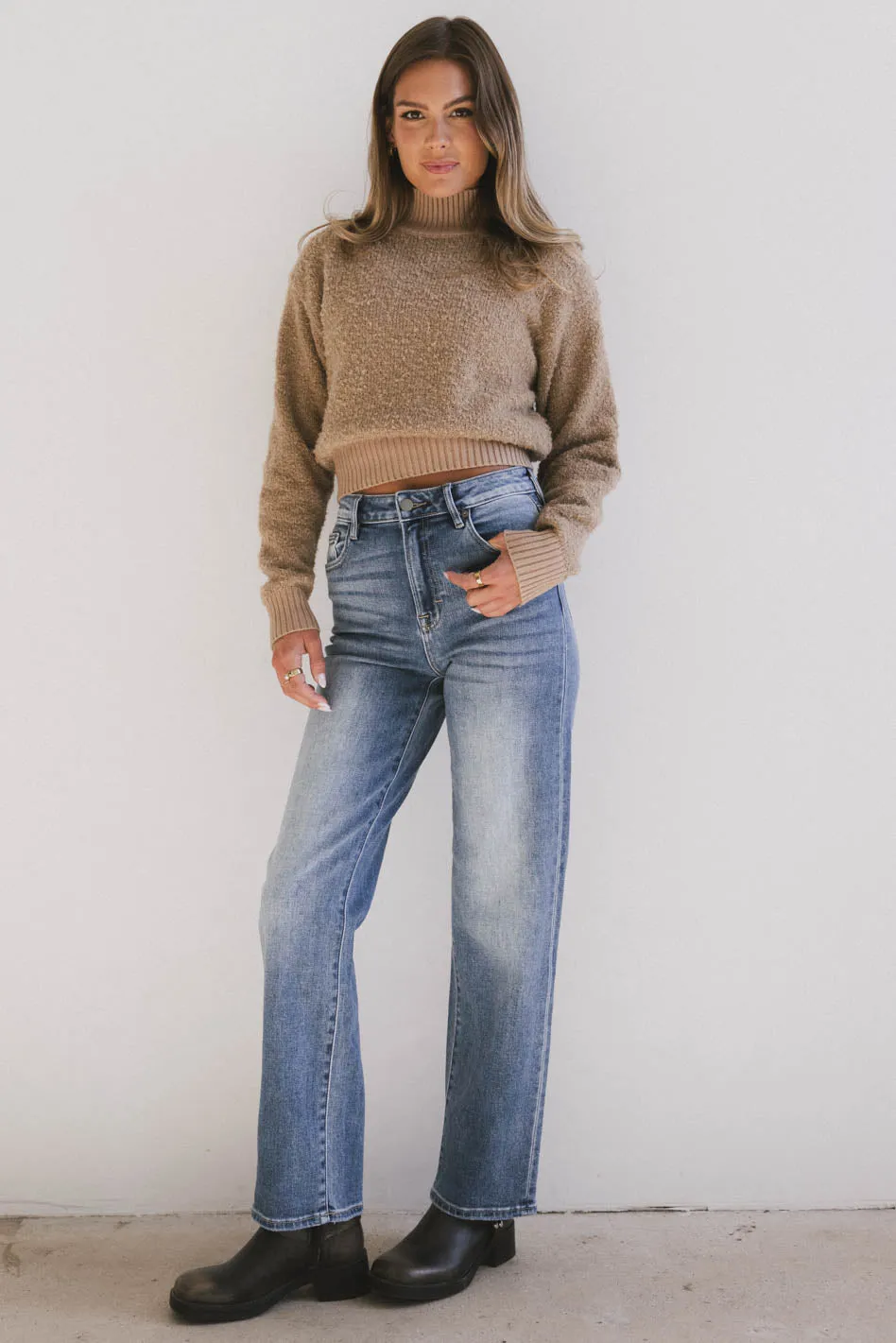 Eloise Mock Neck Sweater in Taupe - FINAL SALE sold by bohme product image thumbnail 5