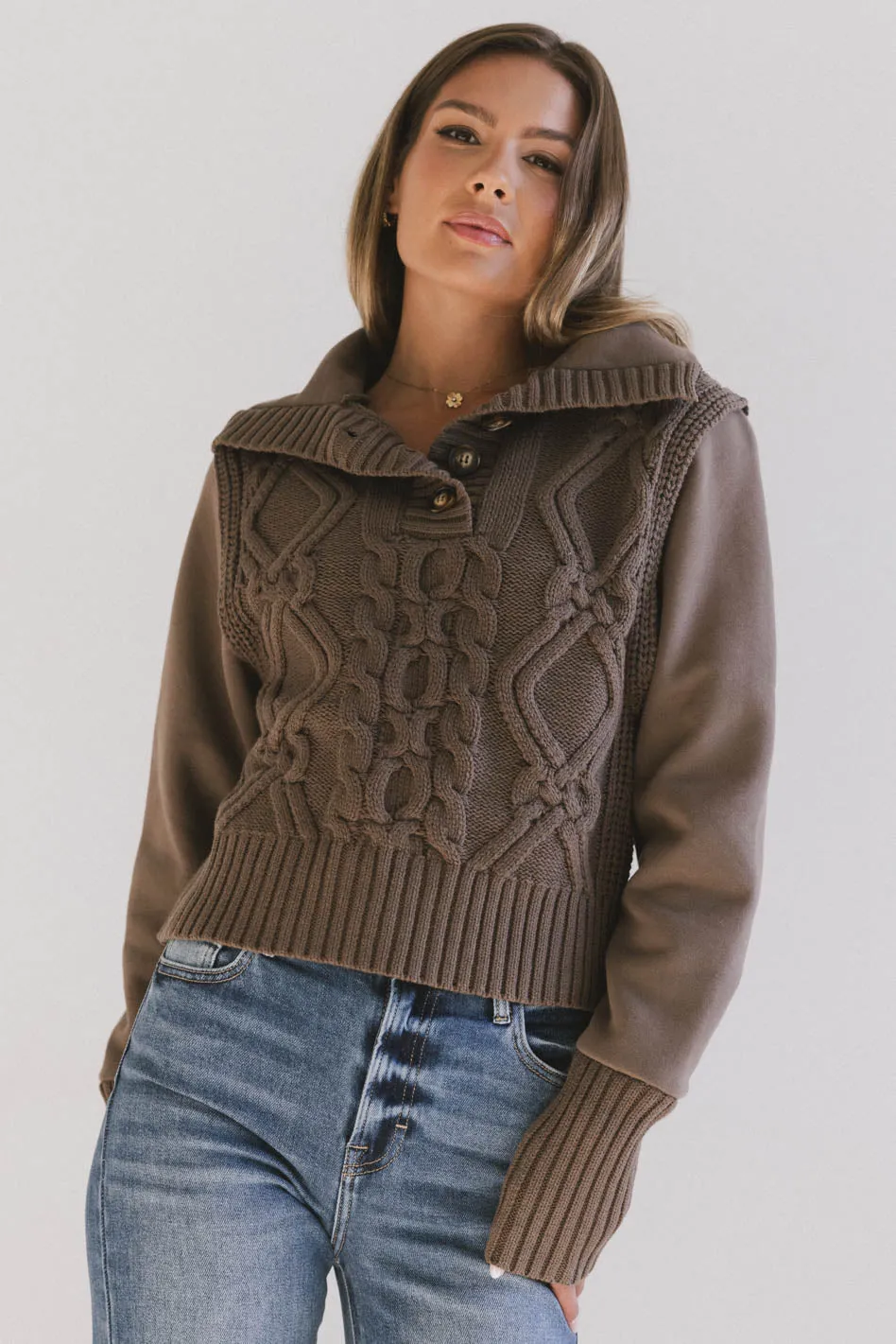 Irene Cable Knit Sweater in Olive - FINAL SALE sold by bohme product image thumbnail 5