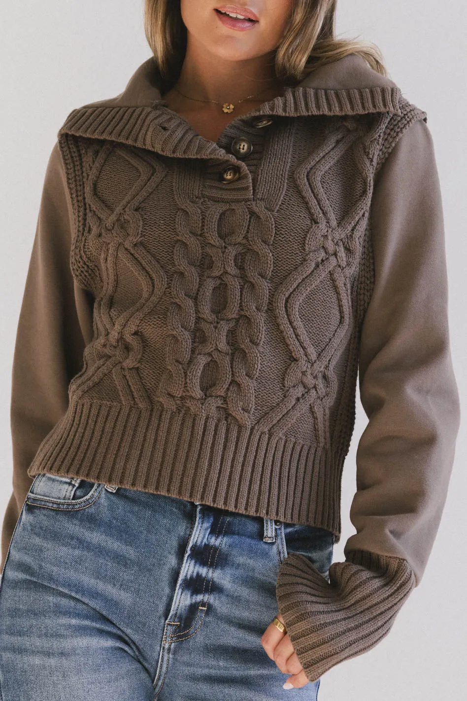 Irene Cable Knit Sweater in Olive - FINAL SALE sold by bohme