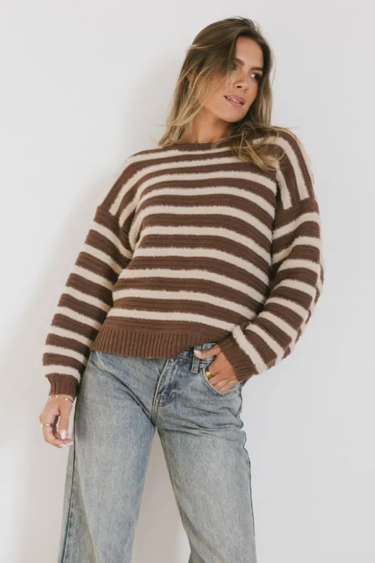 Azuline Striped Sweater in Brown - FINAL SALE sold by bohme