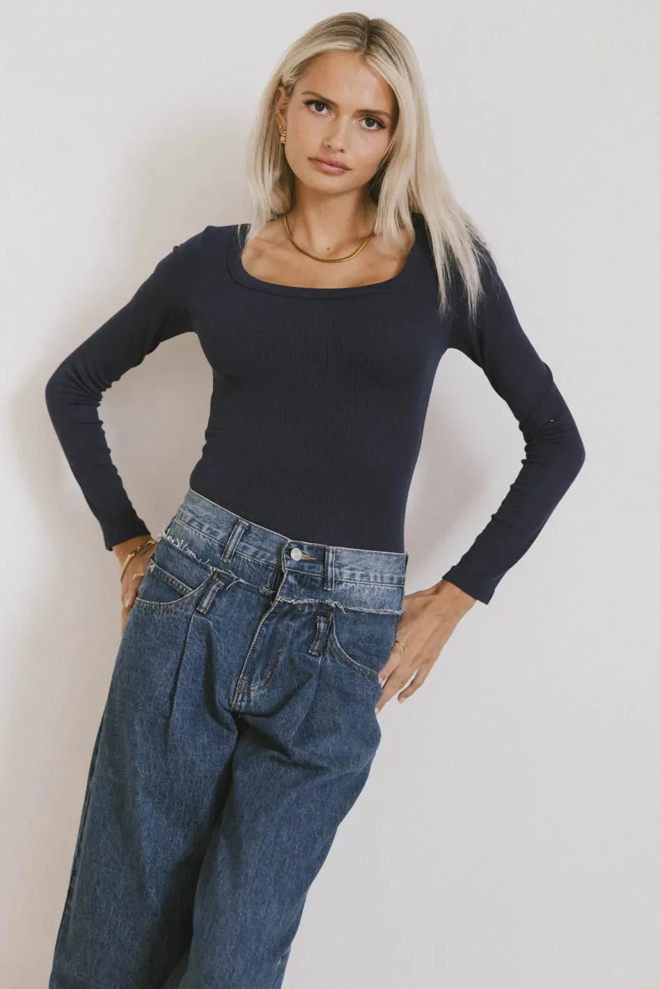 Audrey Ribbed Top in Navy - FINAL SALE sold by bohme product image thumbnail 5
