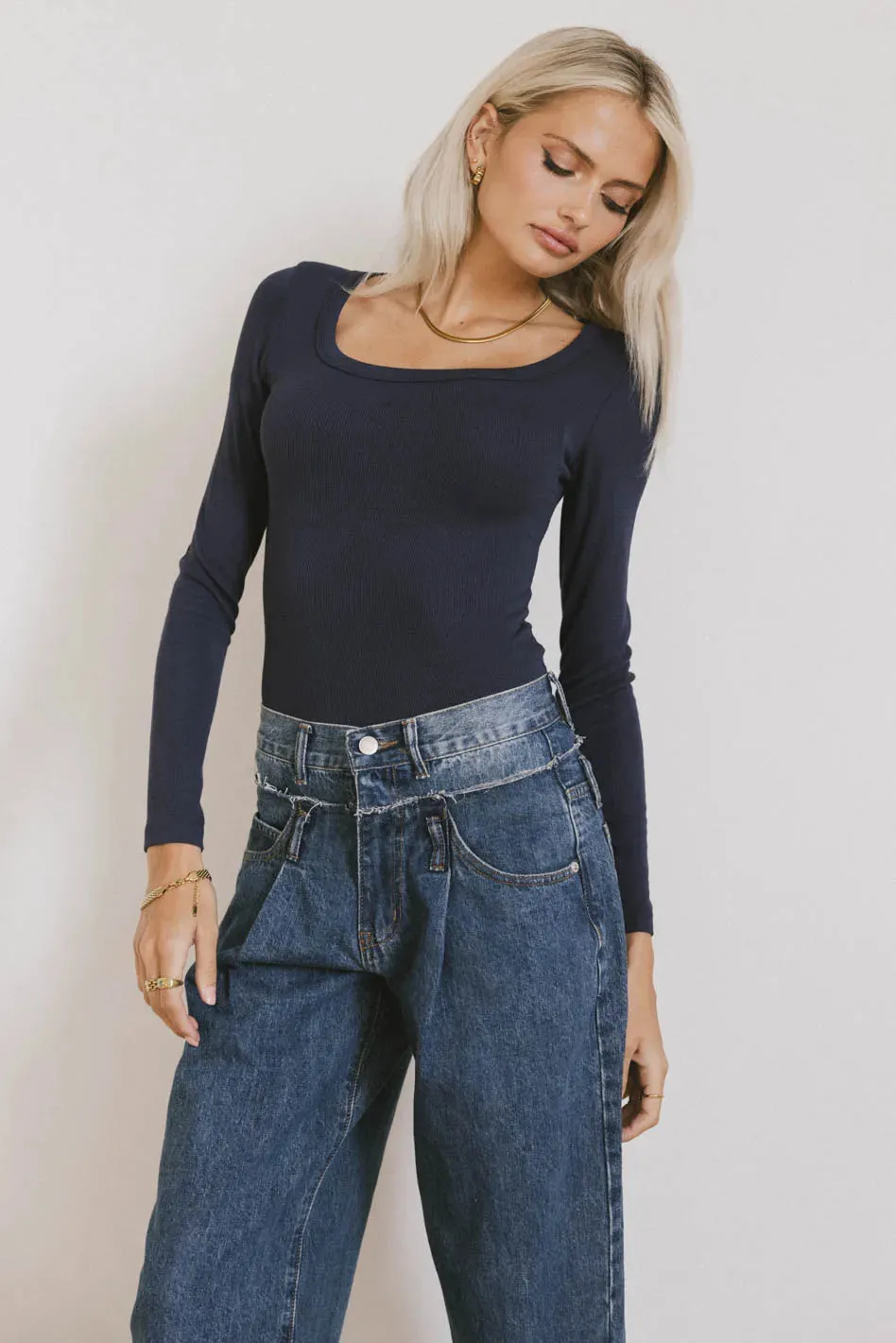 Audrey Ribbed Top in Navy - FINAL SALE sold by bohme product image thumbnail 3