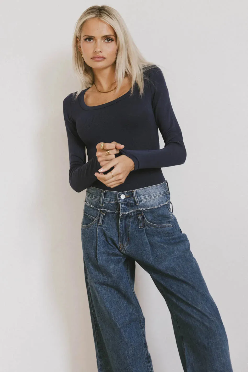 Audrey Ribbed Top in Navy - FINAL SALE sold by bohme product image thumbnail 4