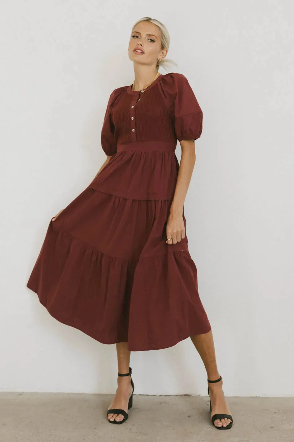 Leandra Maxi Dress in Burgundy sold by bohme product image thumbnail 4