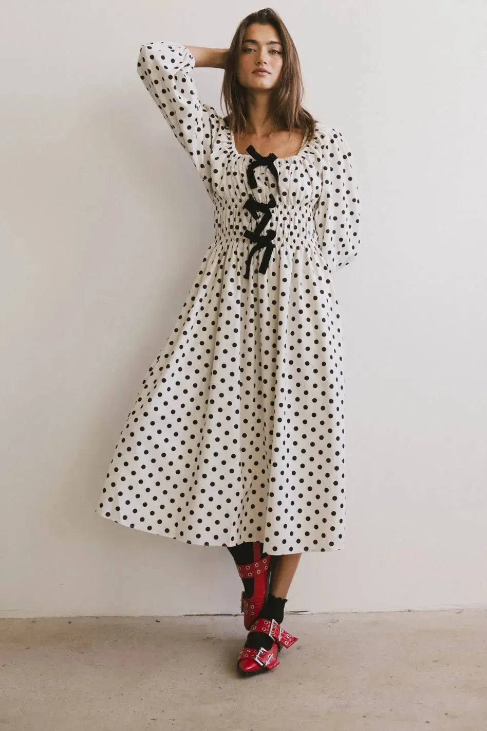 The Velveteen Bow Midi Dress - FINAL SALE sold by bohme product image thumbnail 3