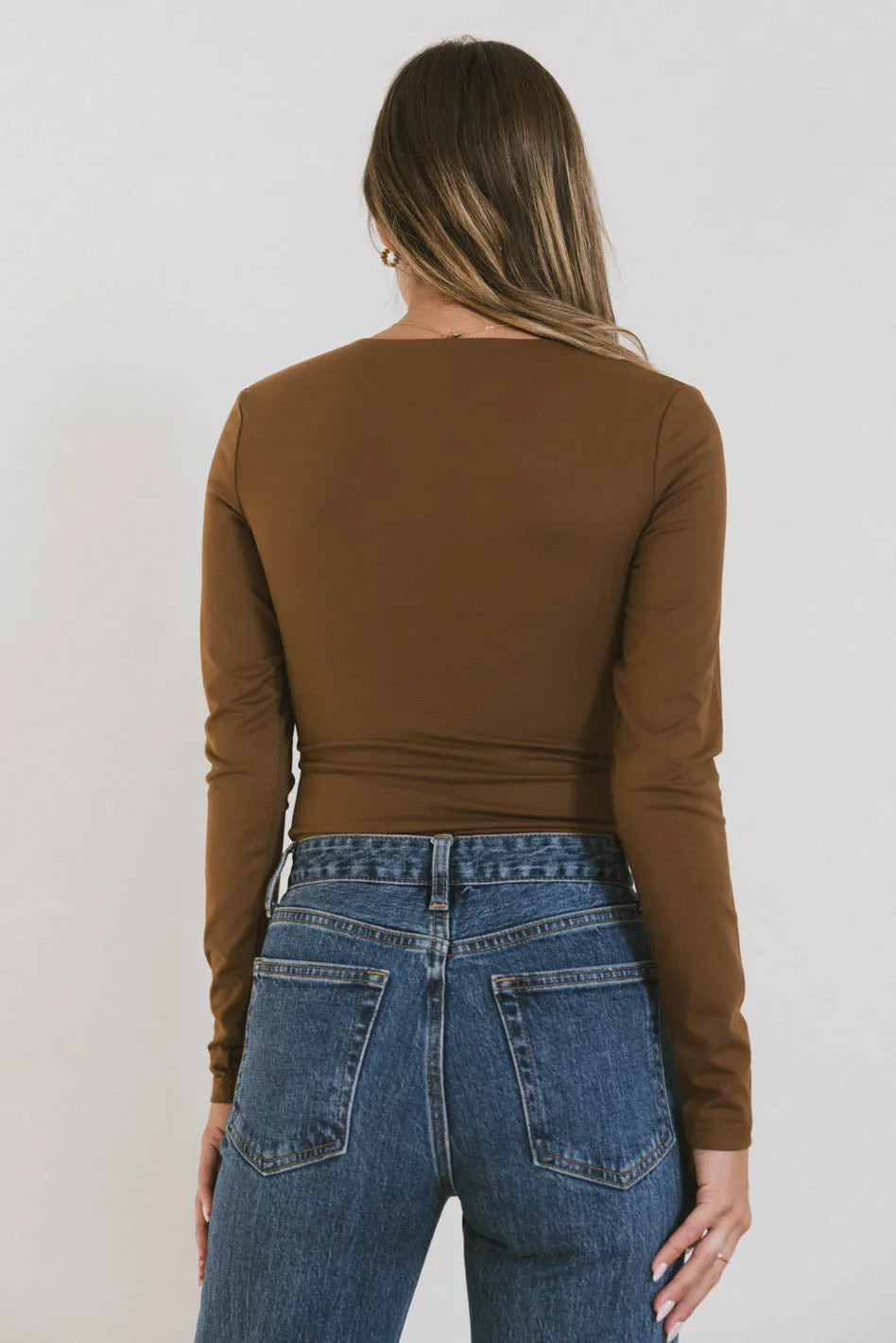 Demi Square Neck Bodysuit in Brown - FINAL SALE sold by bohme product image thumbnail 2