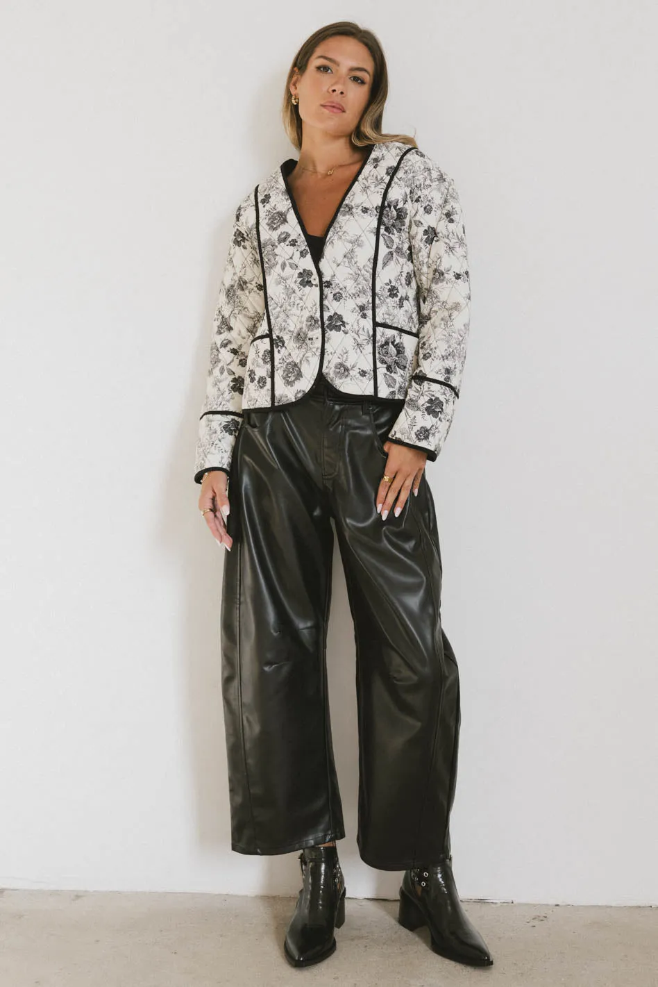 Langston Vegan Leather Barrel Jeans in Black - FINAL SALE sold by bohme product image thumbnail 3