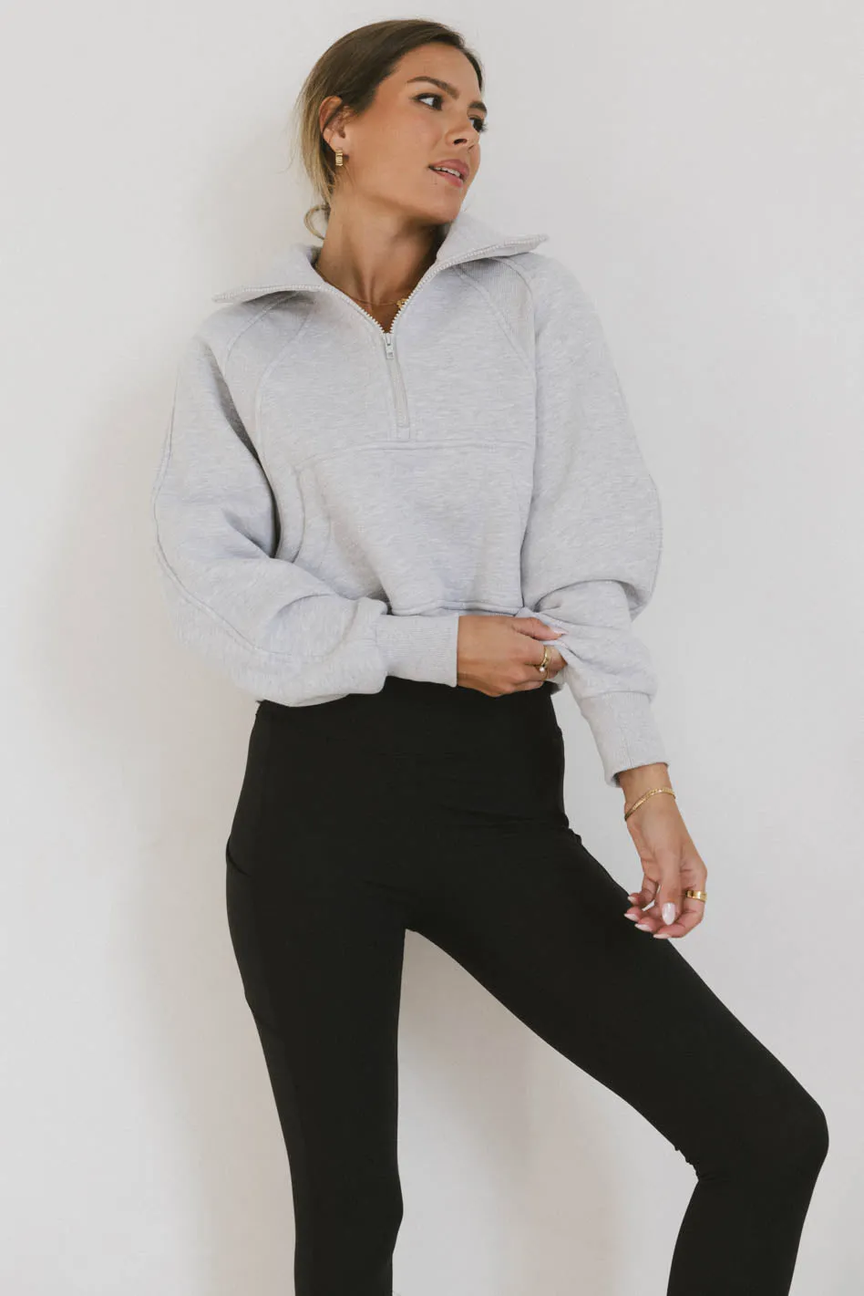 Alyssa Half Zip in Heather Grey - FINAL SALE sold by bohme product image thumbnail 4