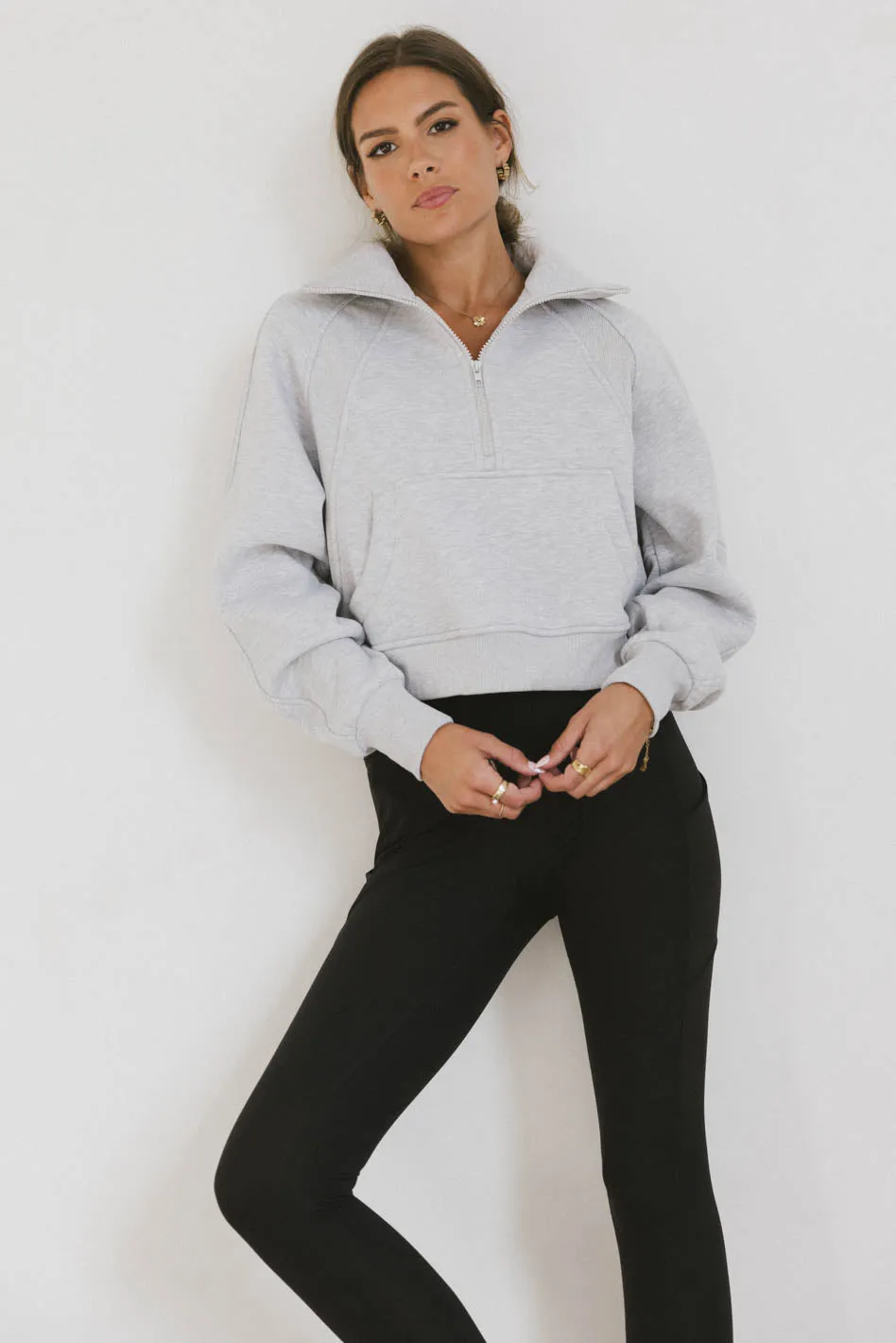 Alyssa Half Zip in Heather Grey - FINAL SALE sold by bohme