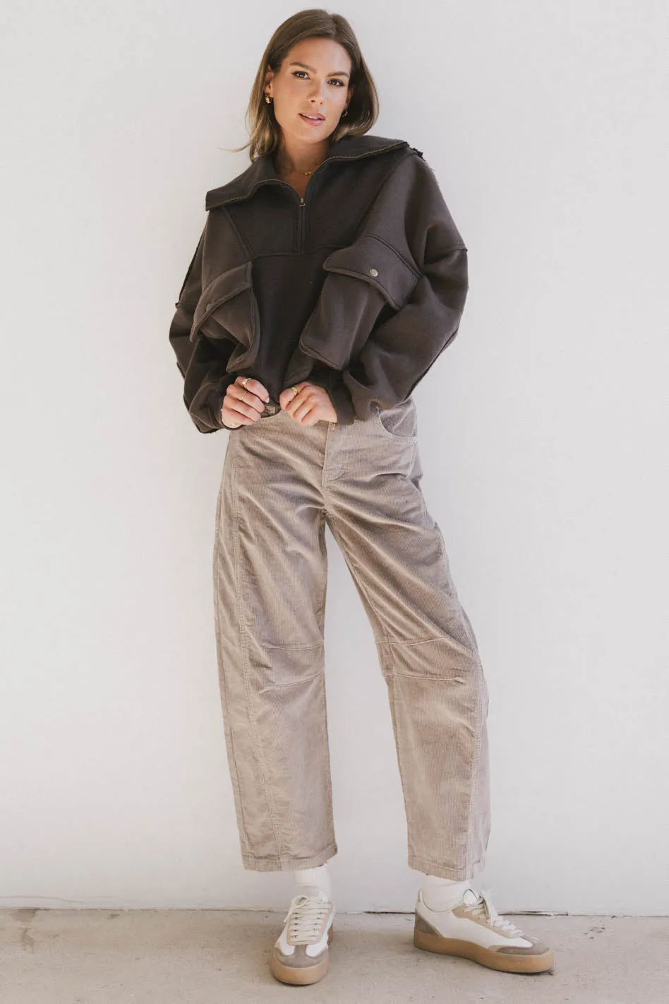 Mickey Half Zip Sweatshirt in Charcoal - FINAL SALE sold by bohme product image thumbnail 3