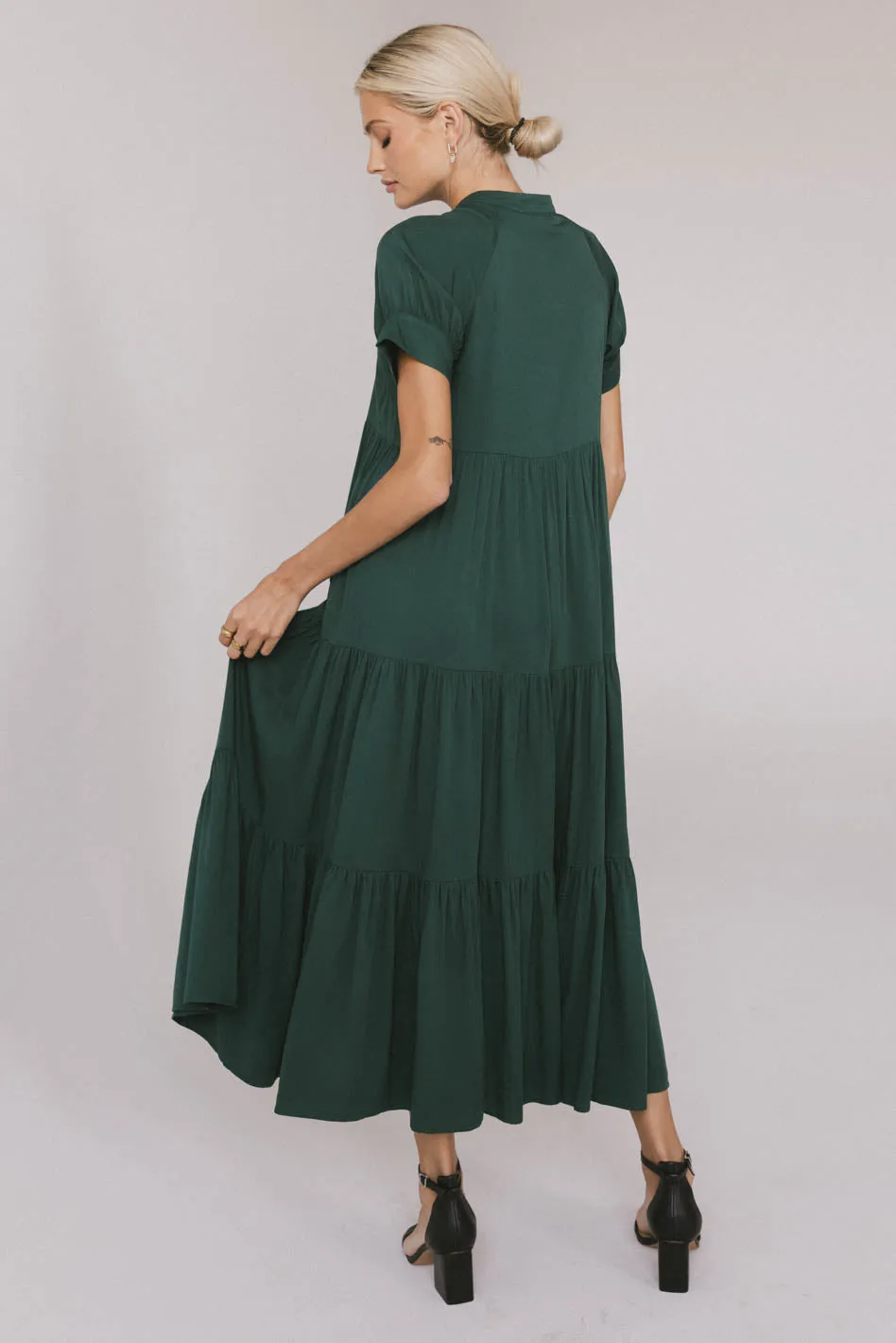 Amanda Tiered Dress in Emerald sold by bohme product image thumbnail 3