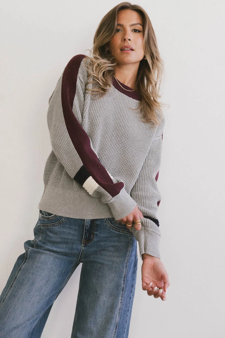 Rochelle Waffle Knit Top in Grey sold by bohme product image thumbnail 3