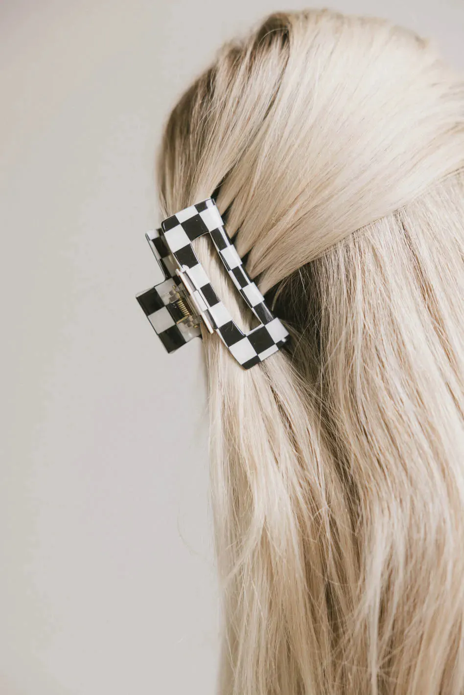 Medium Cutout Claw Clip in Black Checker sold by bohme product image thumbnail 2