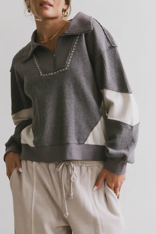 Harbor Knit Quarter Zip in Charcoal - FINAL SALE sold by bohme