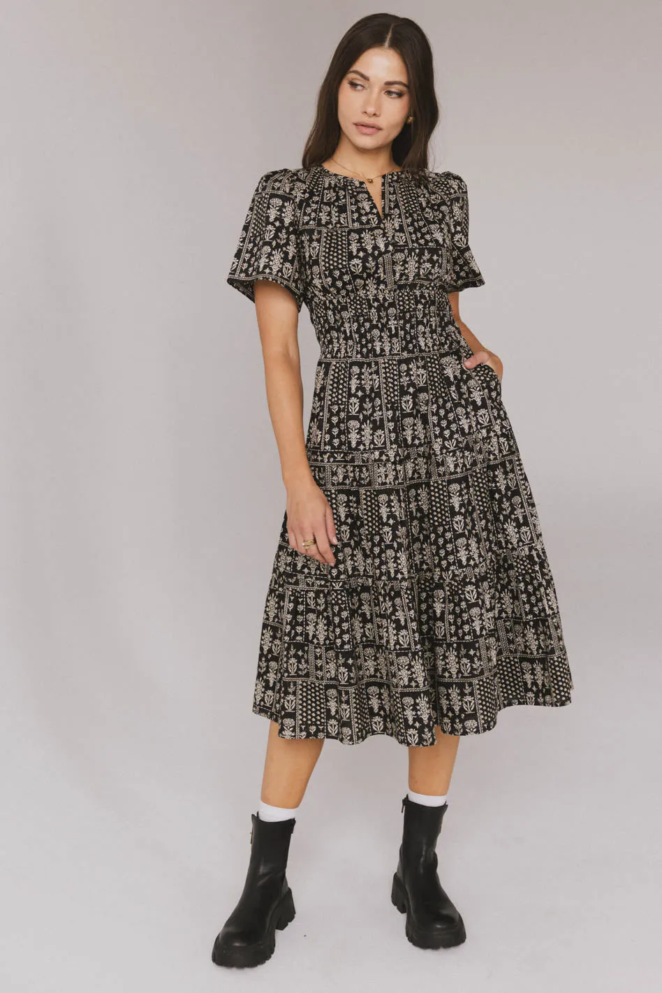 Sandra Smocked Waist Midi Dress - FINAL SALE sold by bohme product image thumbnail 5
