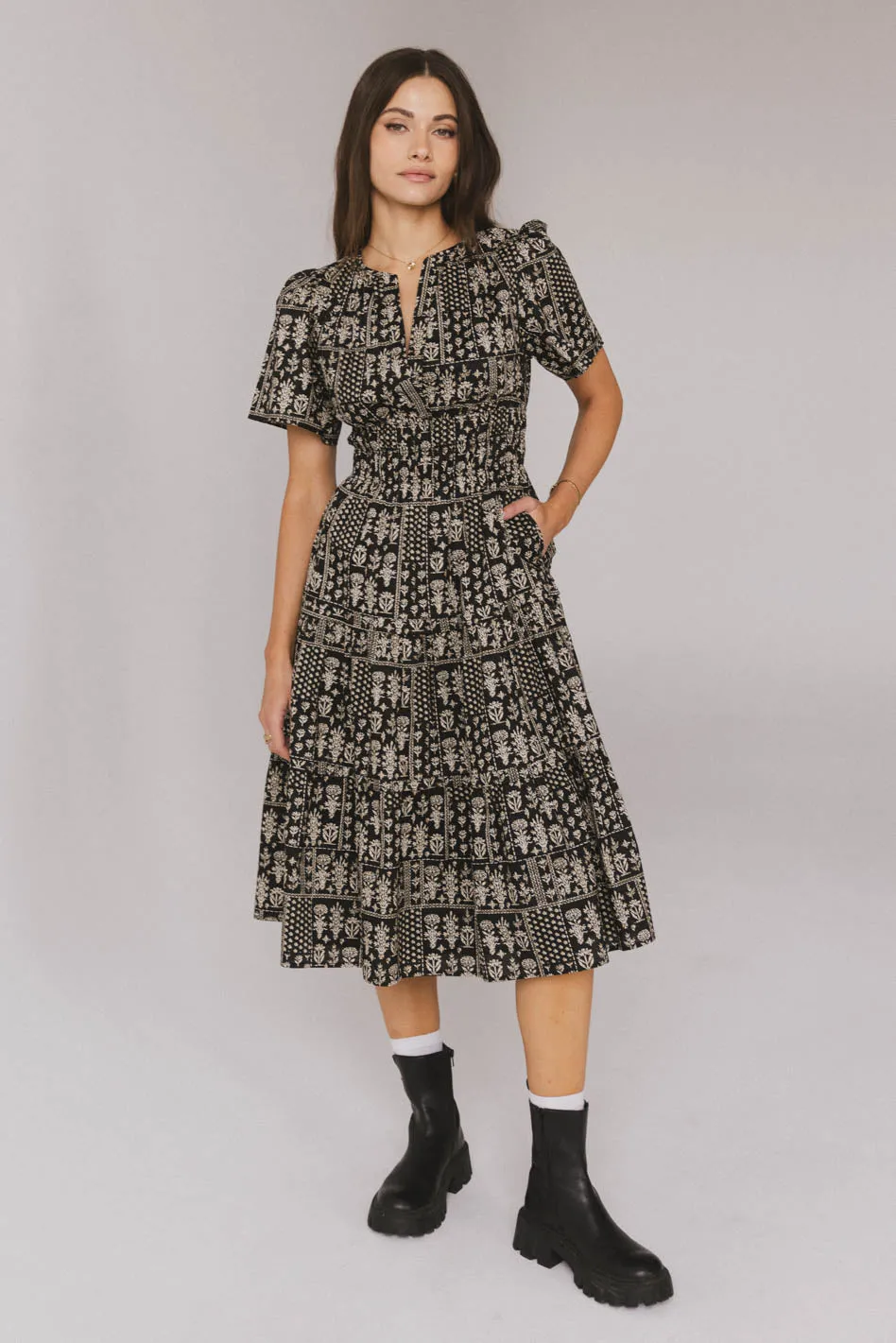 Sandra Smocked Waist Midi Dress - FINAL SALE sold by bohme product image thumbnail 4