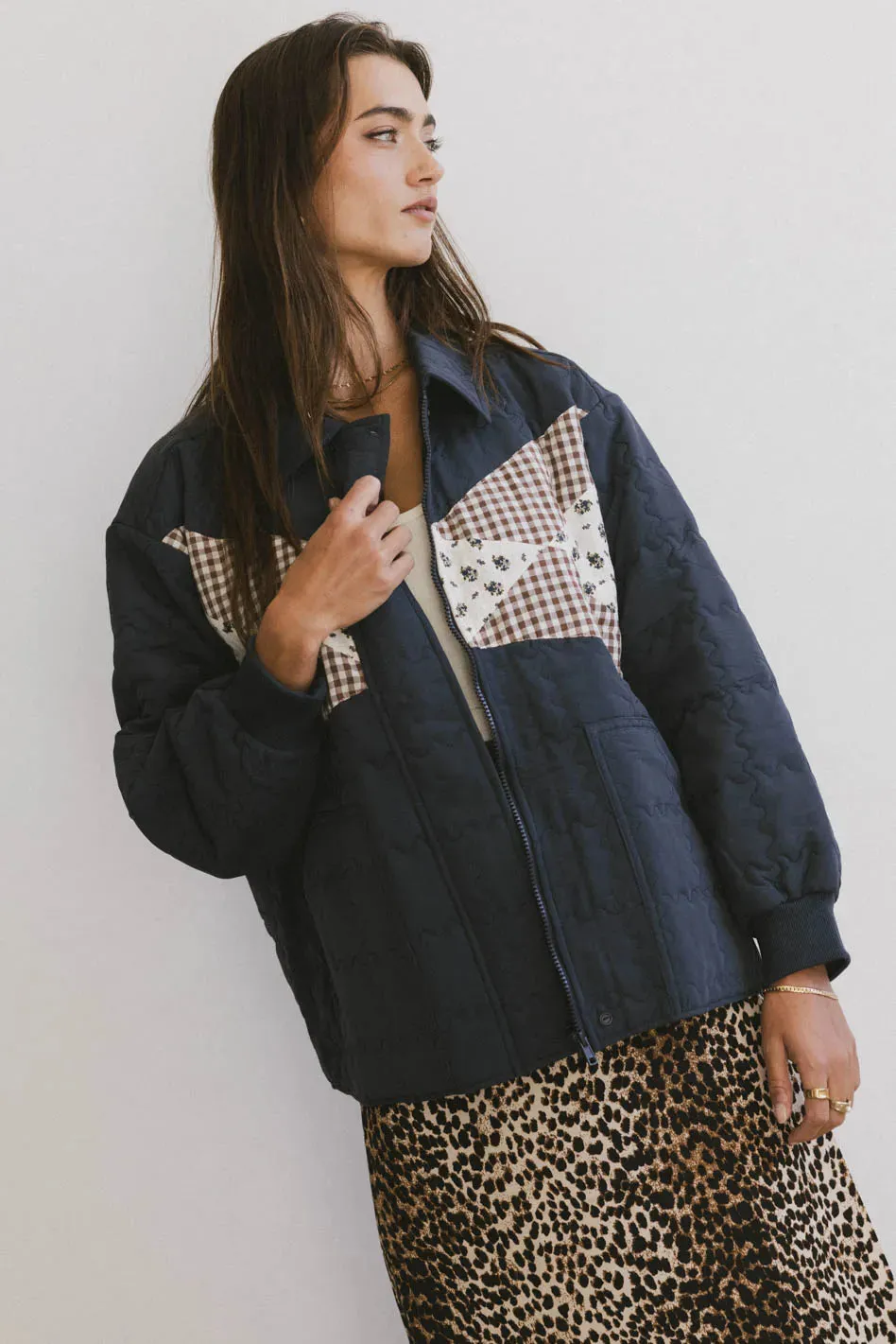 Karlie Quilted Jacket in Navy sold by bohme product image thumbnail 4