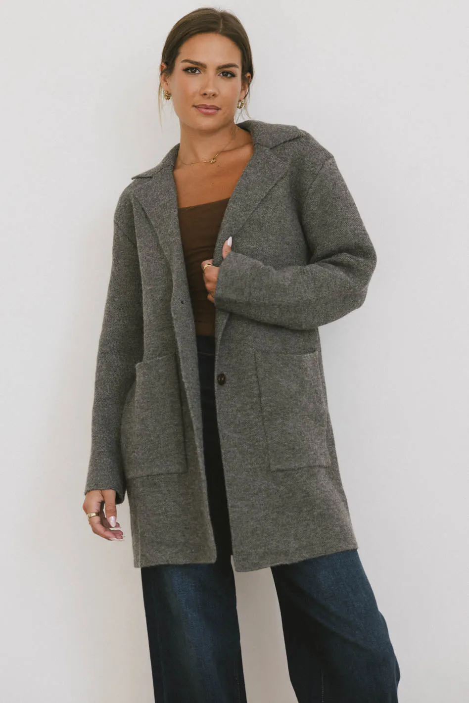 Micha Knitted Cardigan in Charcoal - FINAL SALE sold by bohme product image thumbnail 5