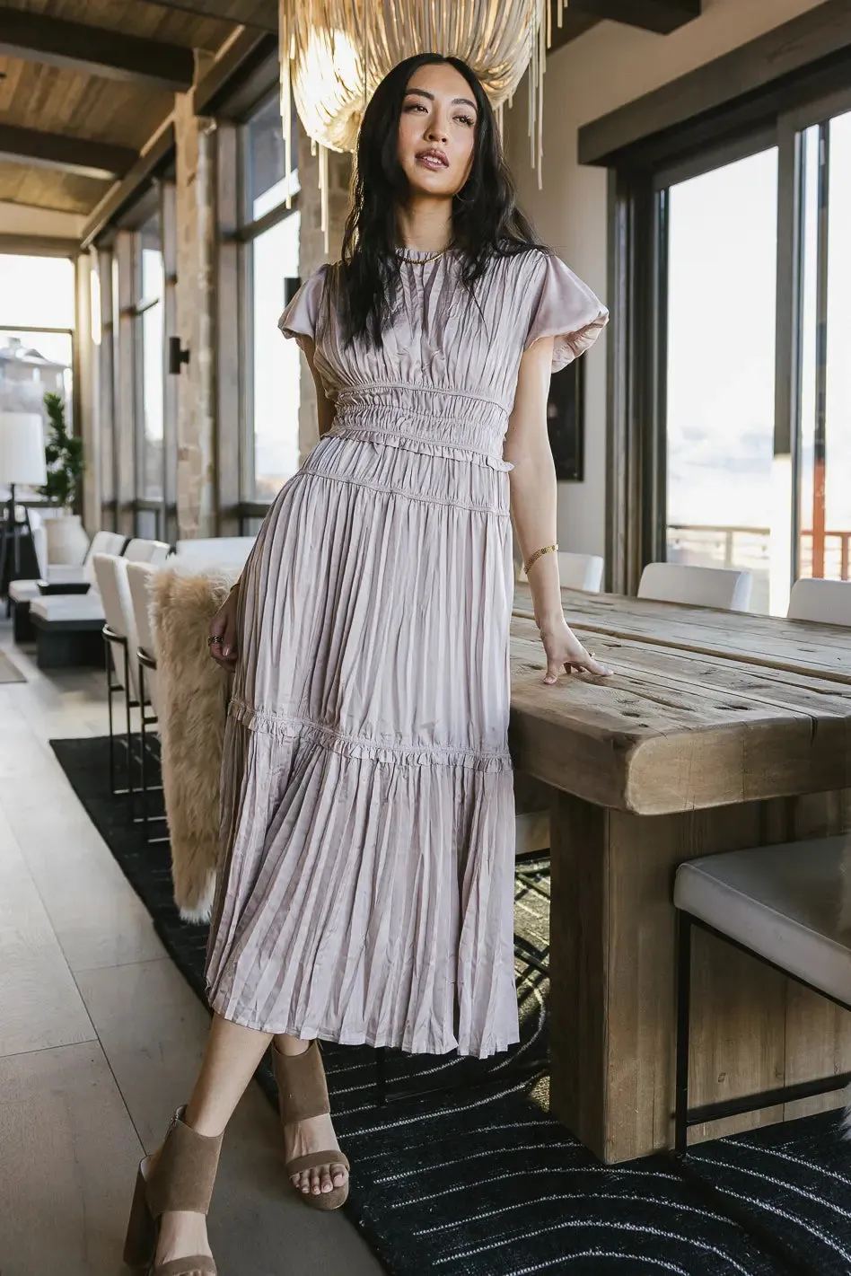 Julianne Pleated Dress in Mauve - FINAL SALE sold by bohme product image thumbnail 5